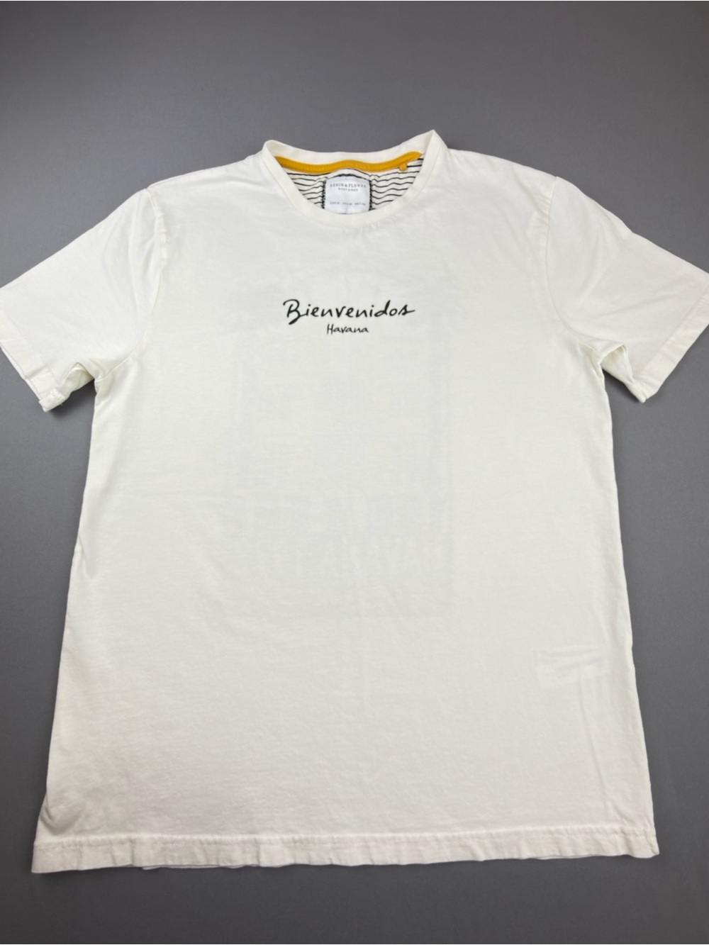 Denim & Flower White Crewneck Graphic Tee - 'Bienvenidos'